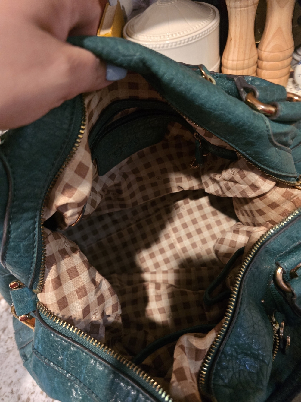 Jessica Simpson Teal Satchel with Gold Hardware - Picture 6 of 7